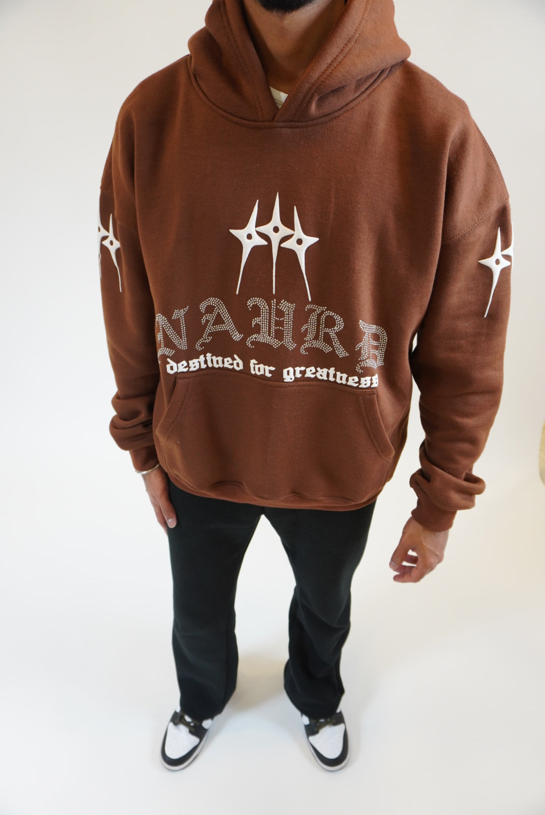 Naurd Dark Brown Rhinestone Hoodie