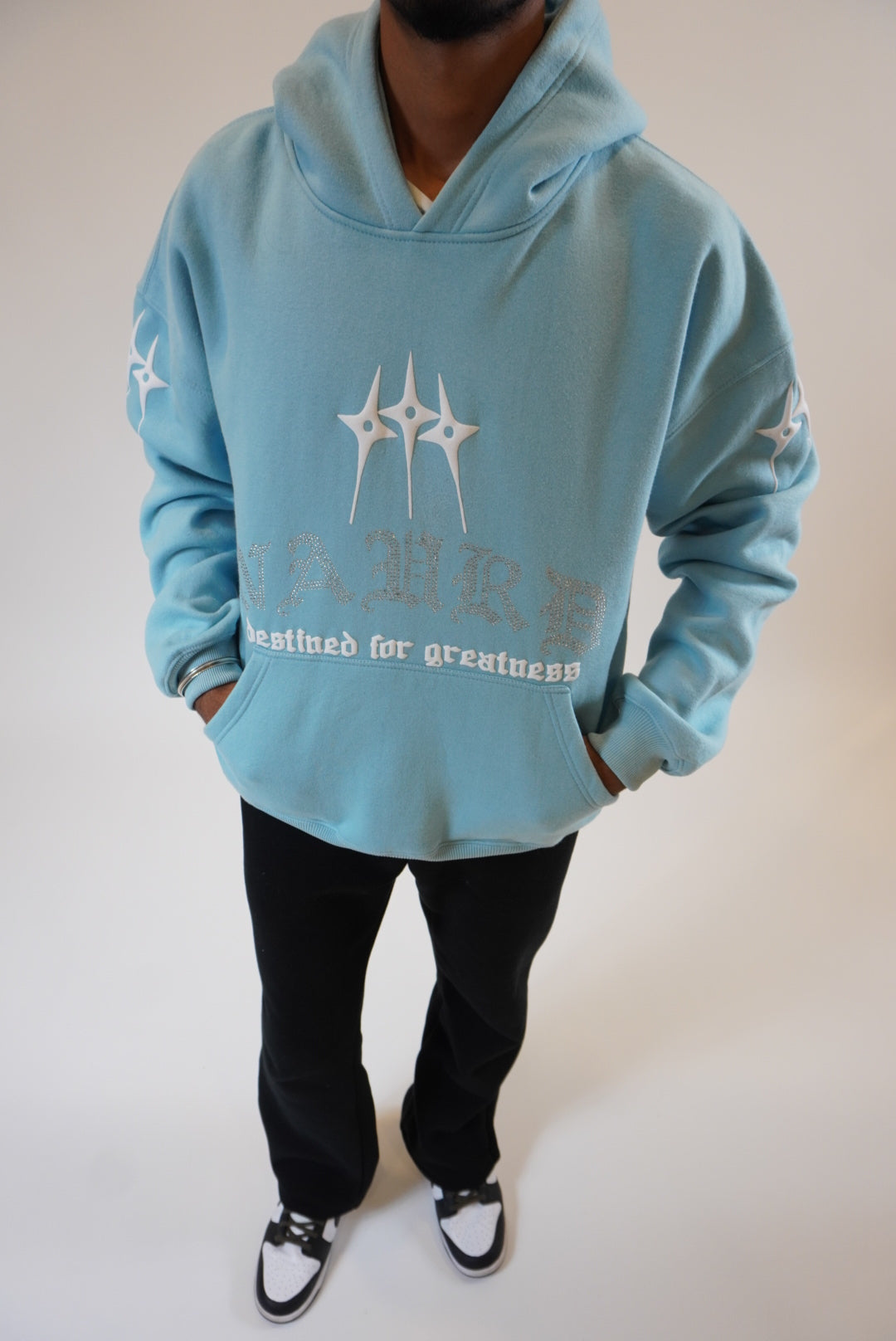 Naurd Light Blue Rhinestone Hoodie