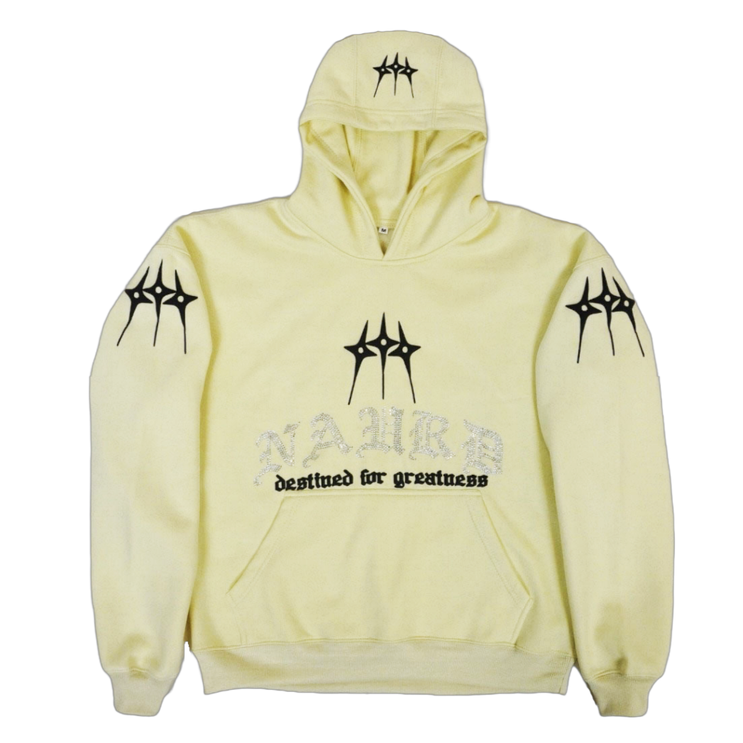 Naurd Off-White Rhinestone Hoodie